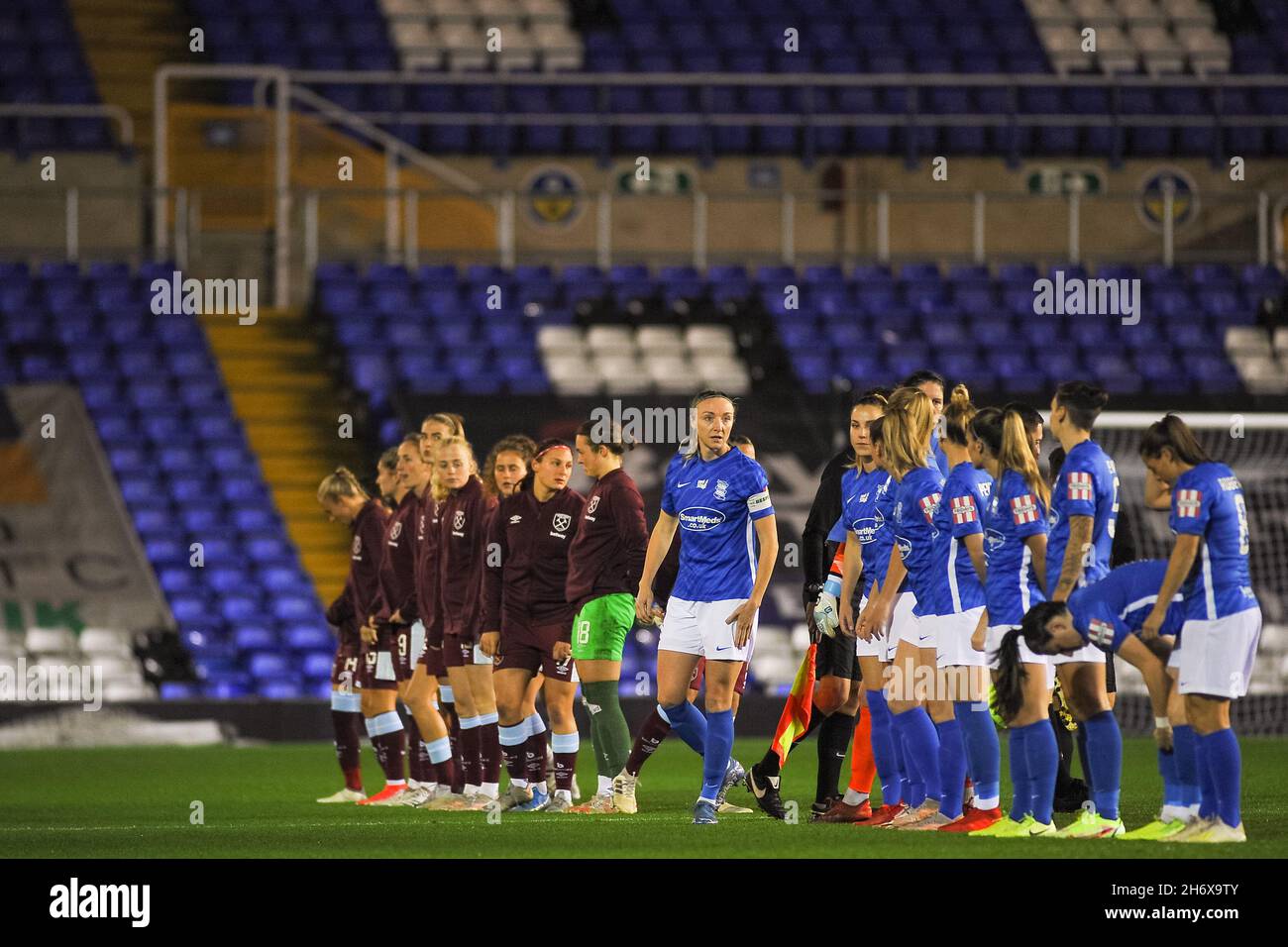 the 2 teams line up before kick off During the Womens Conti Cup game ...