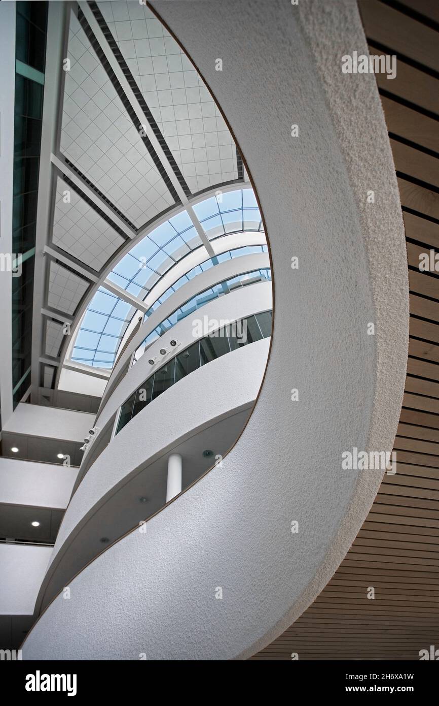Modern interior atrium architecture with vertical viewpoint Stock Photo