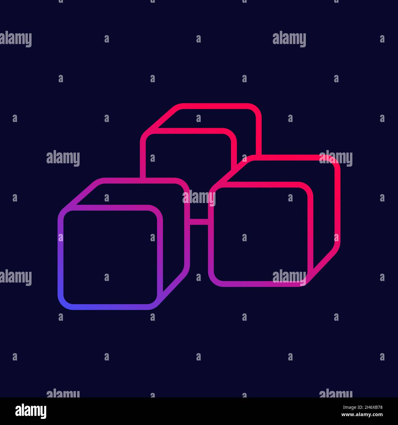 blocks icon on dark, line vector Stock Vector