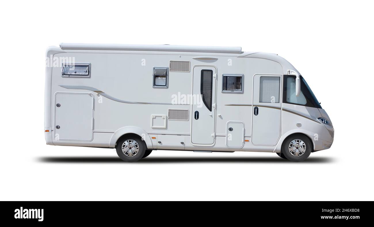 Italian motorhome side view isolated on white background Stock Photo