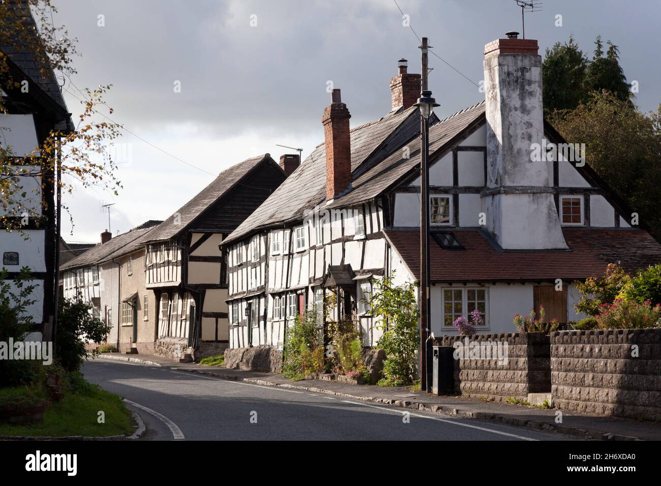 Historic houses in West Street, Pembridge, Herefordshire Stock Photo
