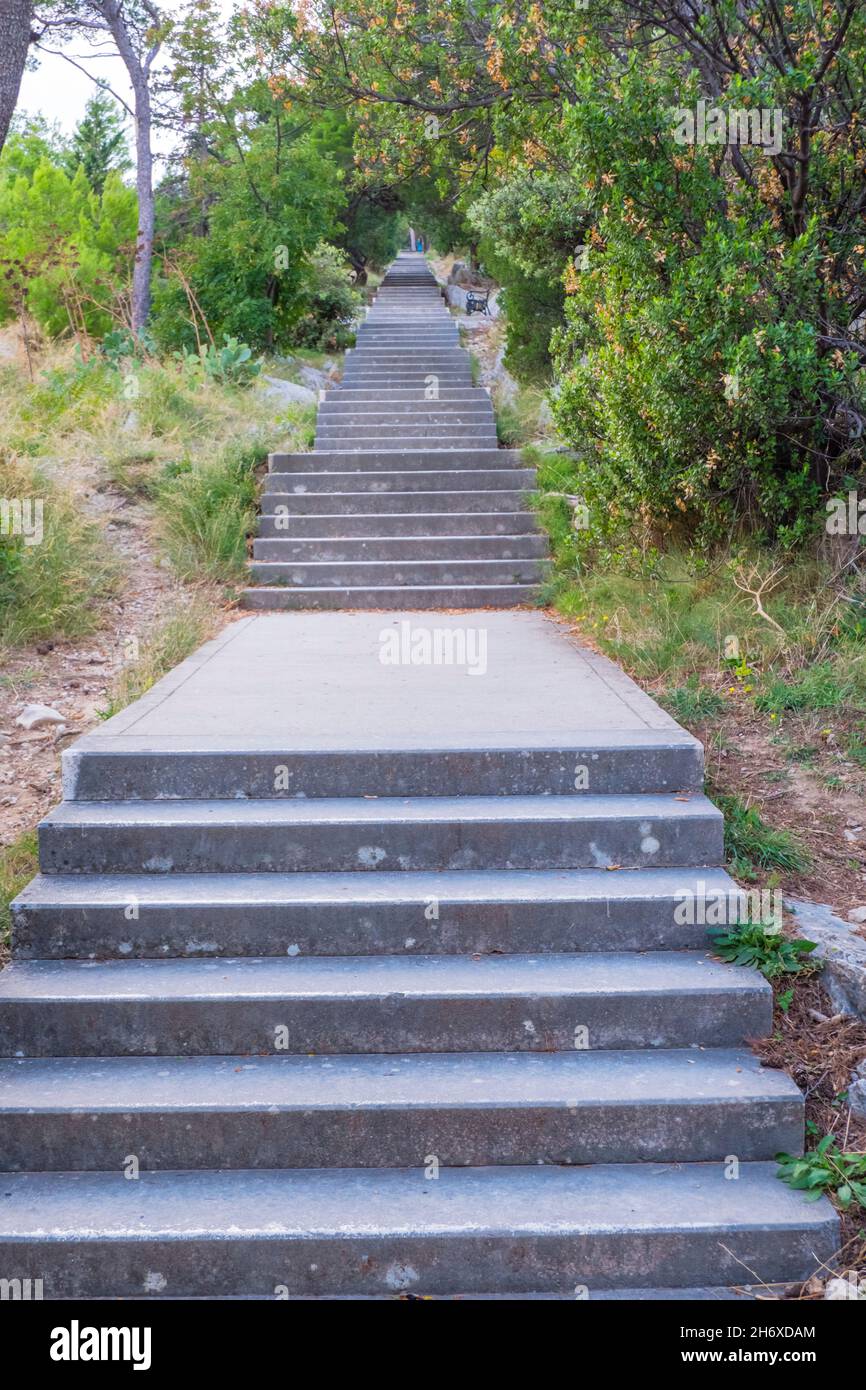 Stairs to the top of Marjan Hill, Split, Croatia Stock Photo