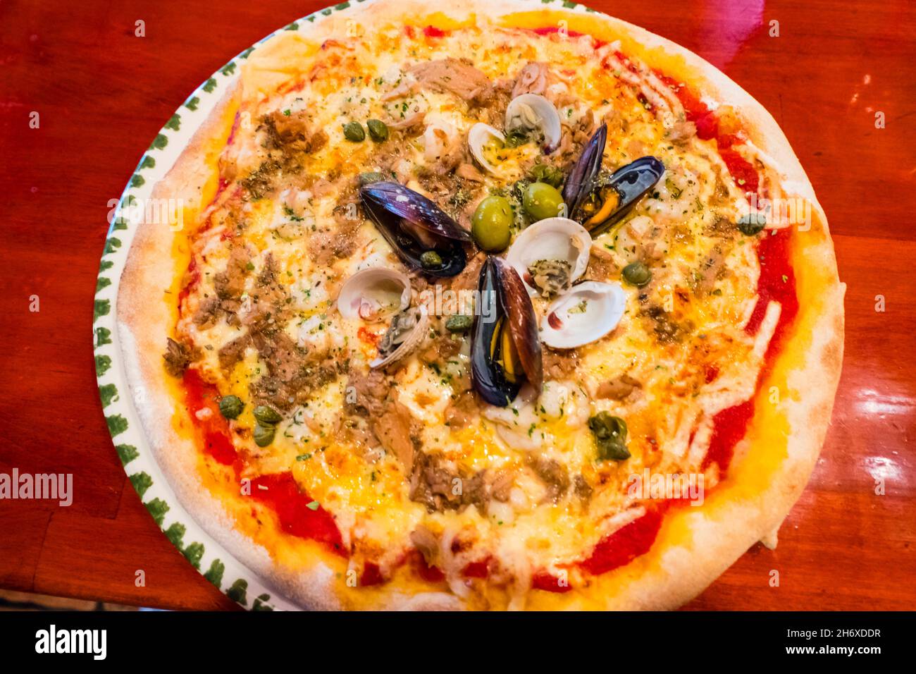 Seafood pizza, Split, Croatia Stock Photo