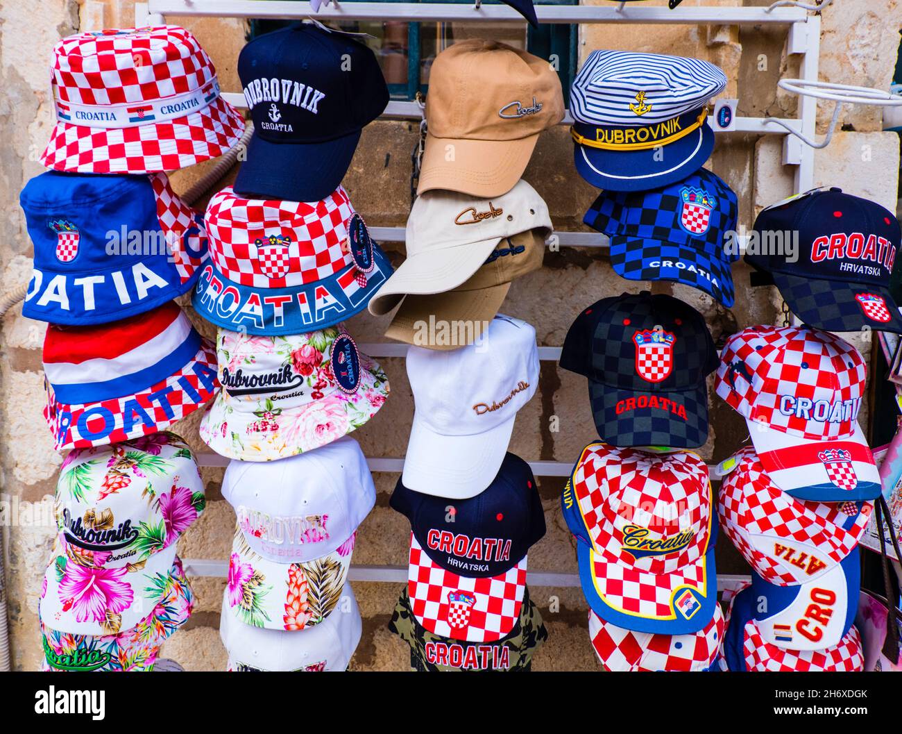Croatia themed hats, Grad, old town, Dubrovnik, Croatia Stock Photo