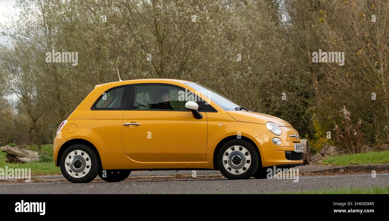 2014 yellow Fiat 500 classic car Stock Photo