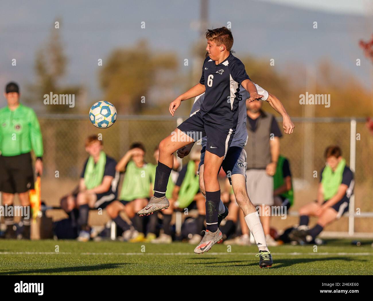 Soccer action with Bonners Ferry vs CDA Charter High School in Post