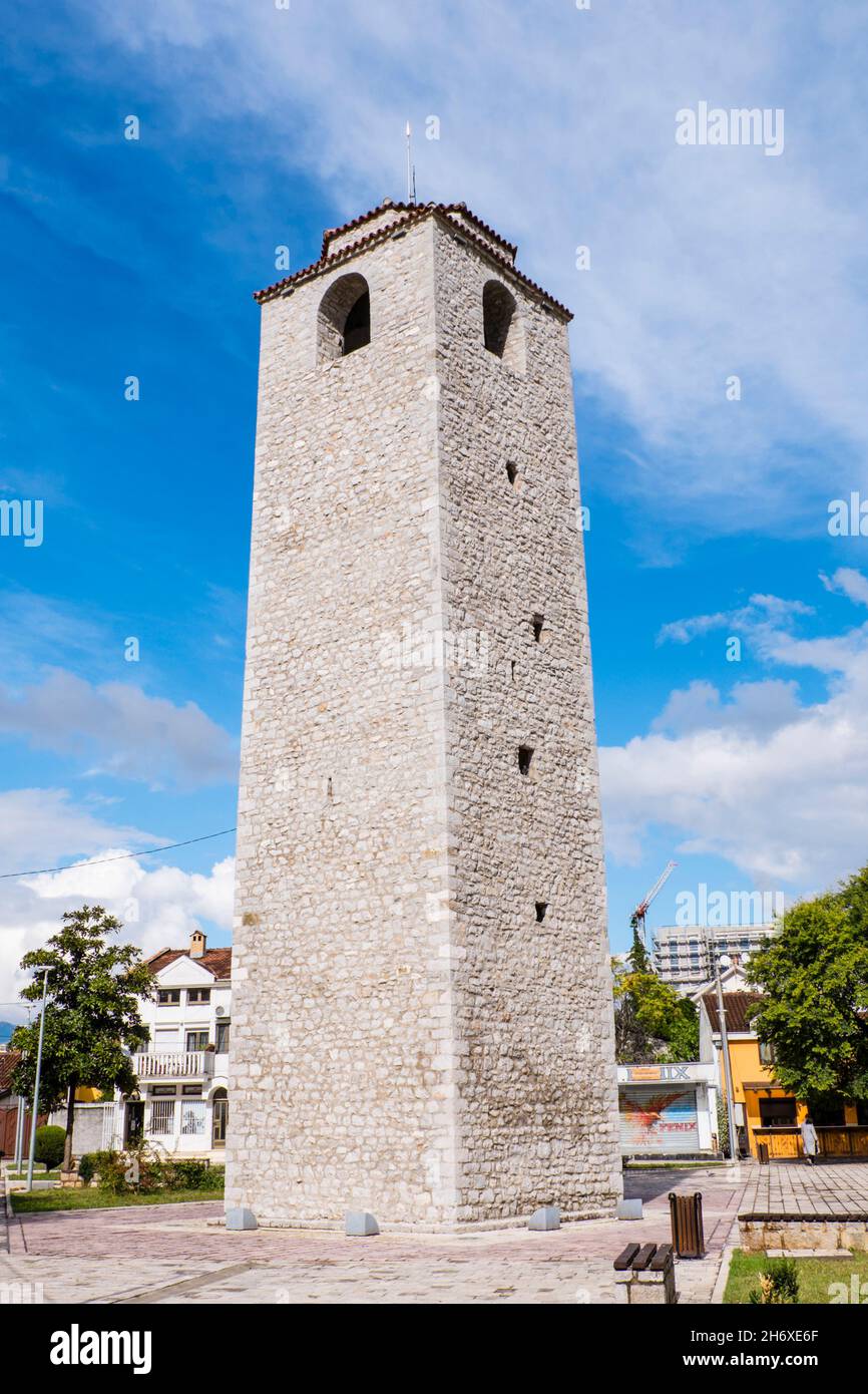 Sahat Kula, bell tower, Stara Varos, Podgorica, Montenegro, Europe Stock Photo