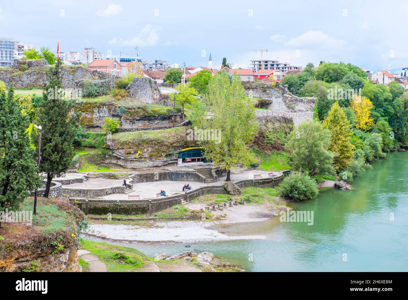 Ribnica fortress ruins, Stara Varos, old town, Podgorica, Montenegro, Europe Stock Photo