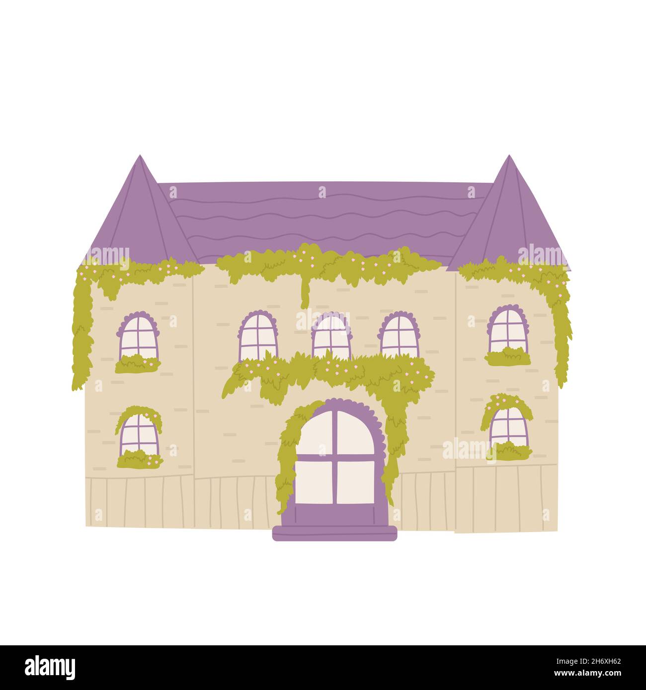 Cute house, home in village, city or town vector illustration. Cartoon ...