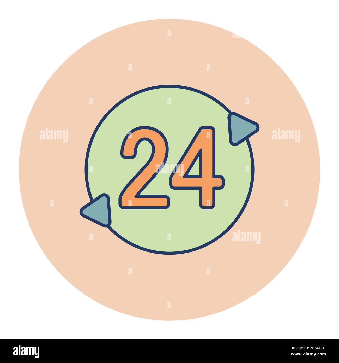 Service twenty four hours vector isolated icon. E-commerce sign. Graph ...
