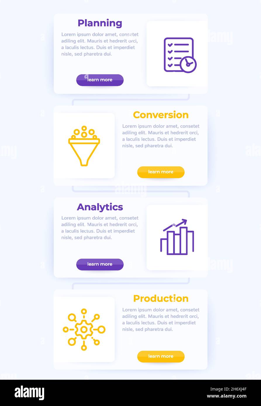 Web banner with business line icons, vector Stock Vector