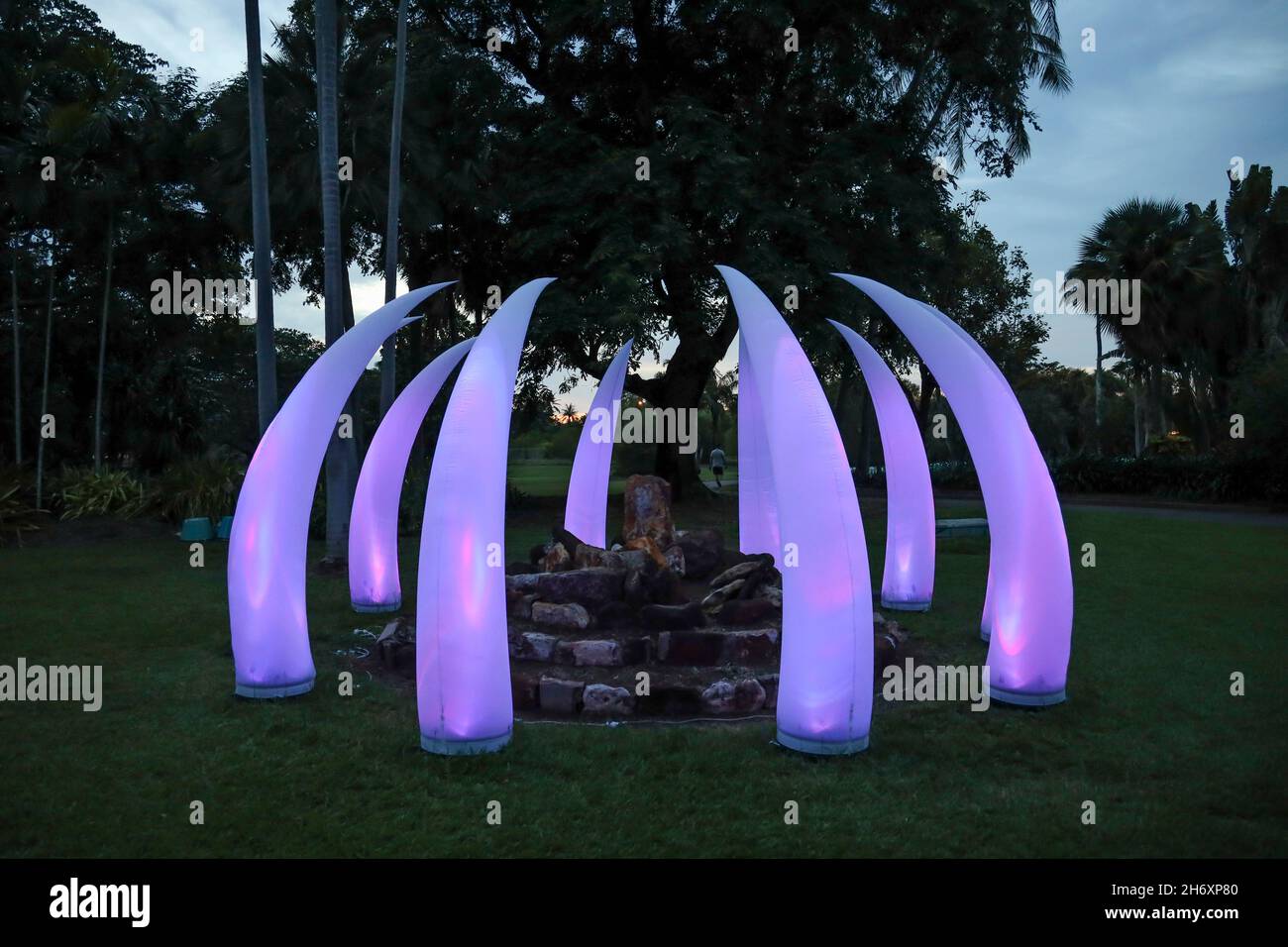 Light installation in George Brown Darwin Botanic Gardens, Darwin, Northern Territory, Australia Stock Photo