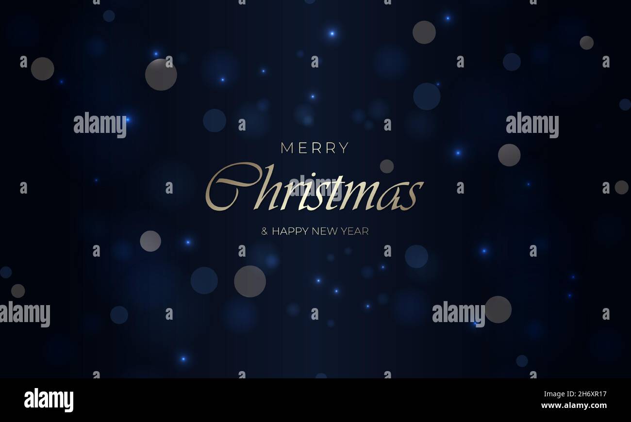 Merry christmas and happy new year dark blue festive background with ...
