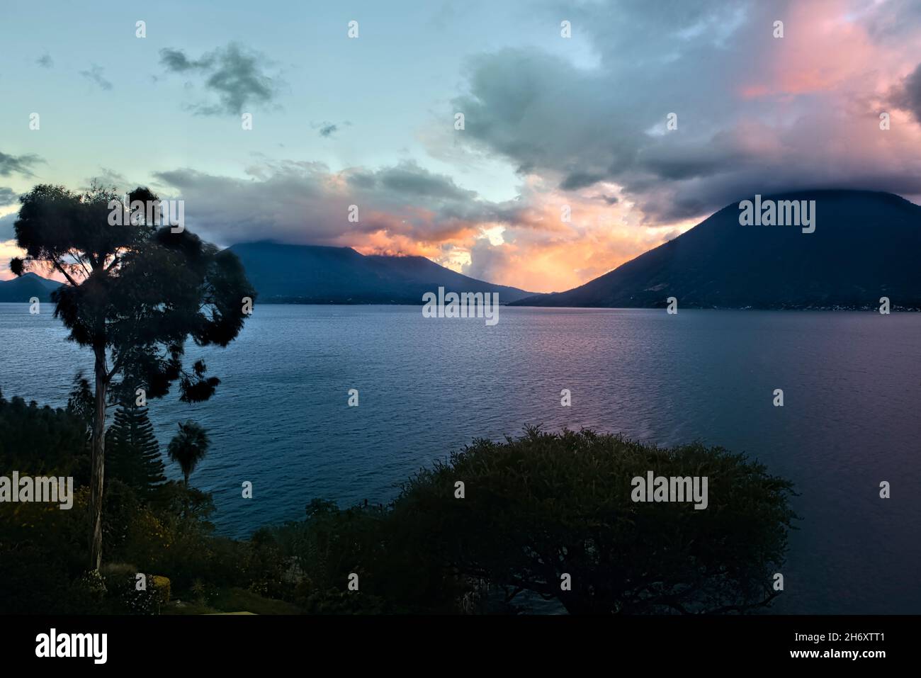 Sunset over Lake Atitlan, Guatemala Stock Photo