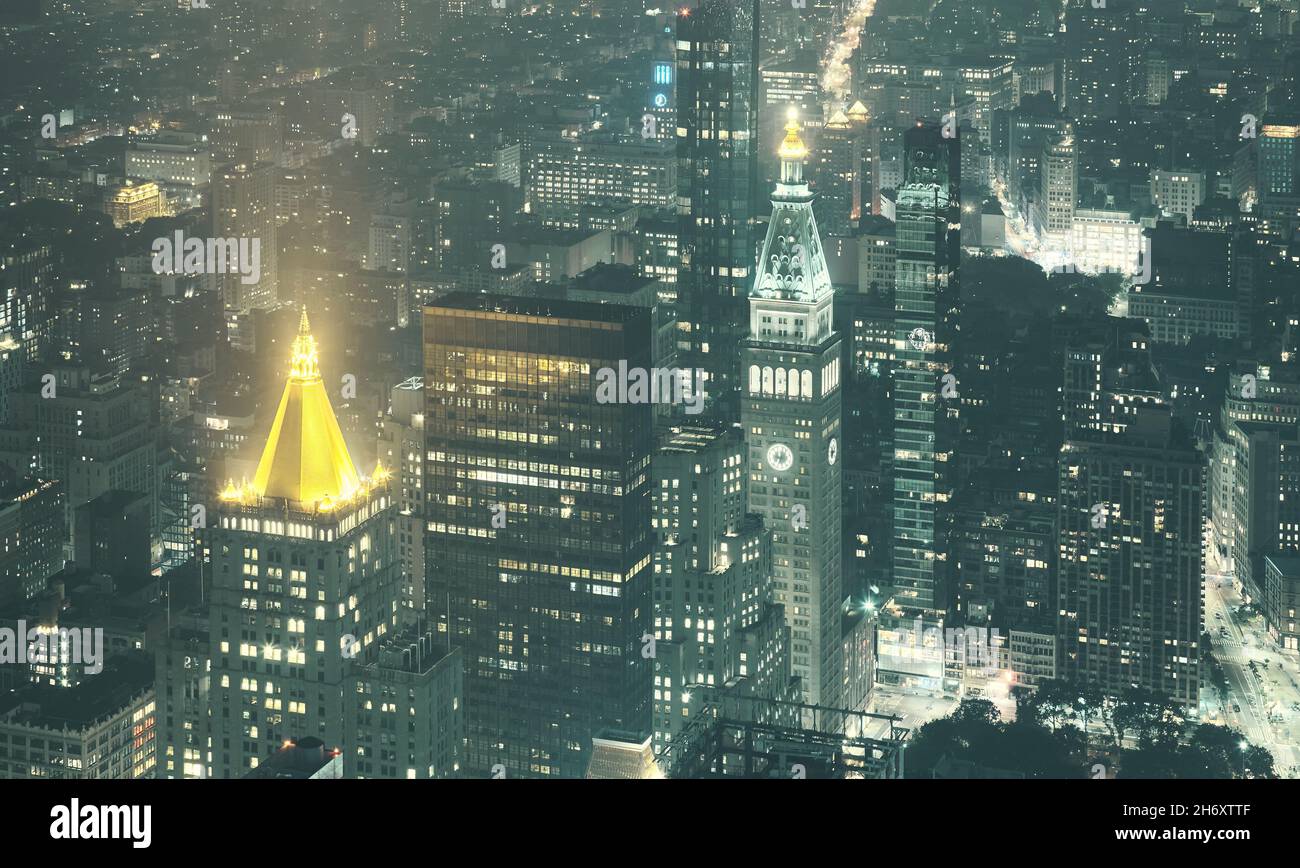 Aerial view new york city night hi-res stock photography and images - Alamy
