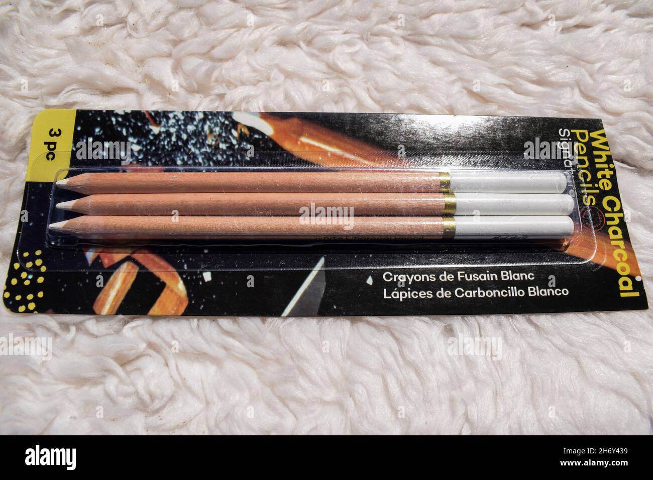 White charcoal pencil used in art sketching and colouring. art tools