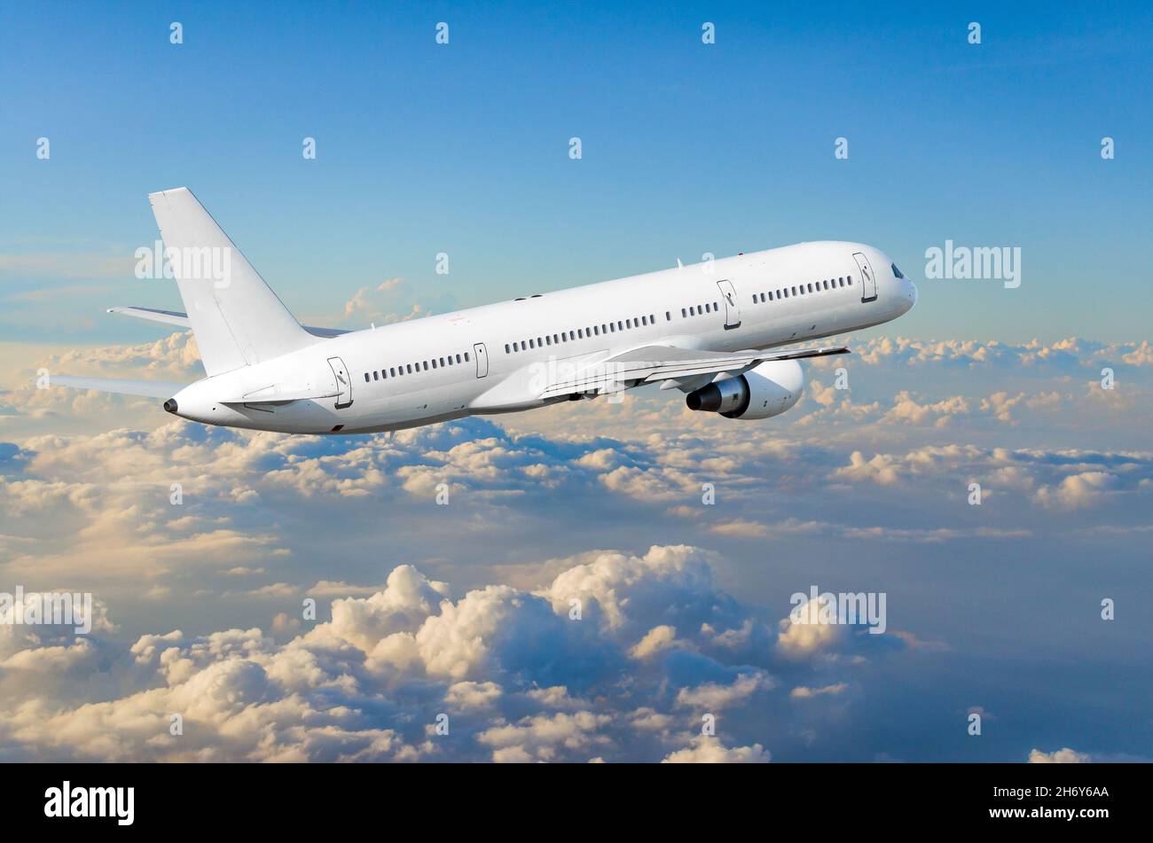 Airplane in the sky above the clouds flight journey sun height Stock ...