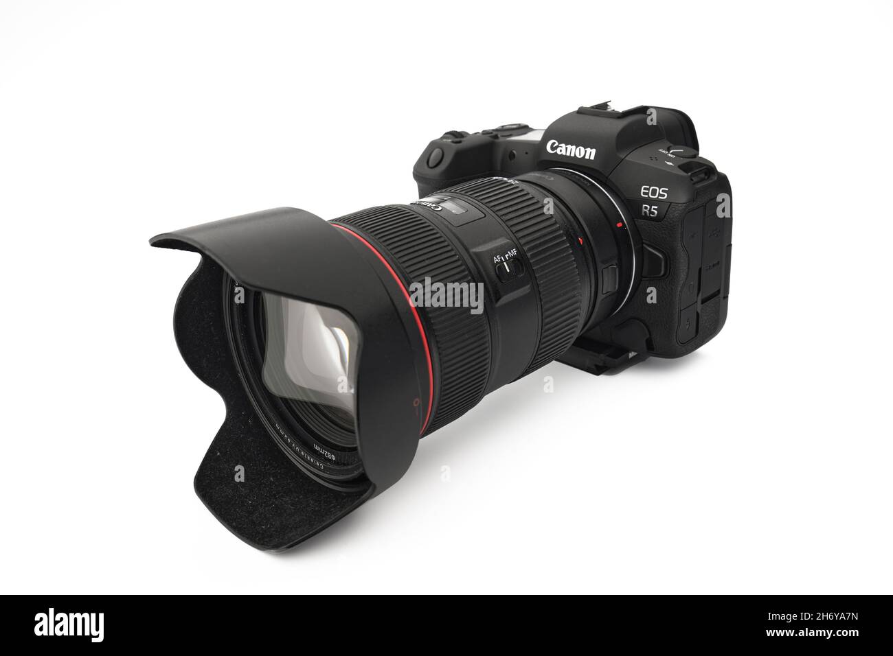 Canon EOS R5 Mirrorless Digital Camera with 8k raw video on a white