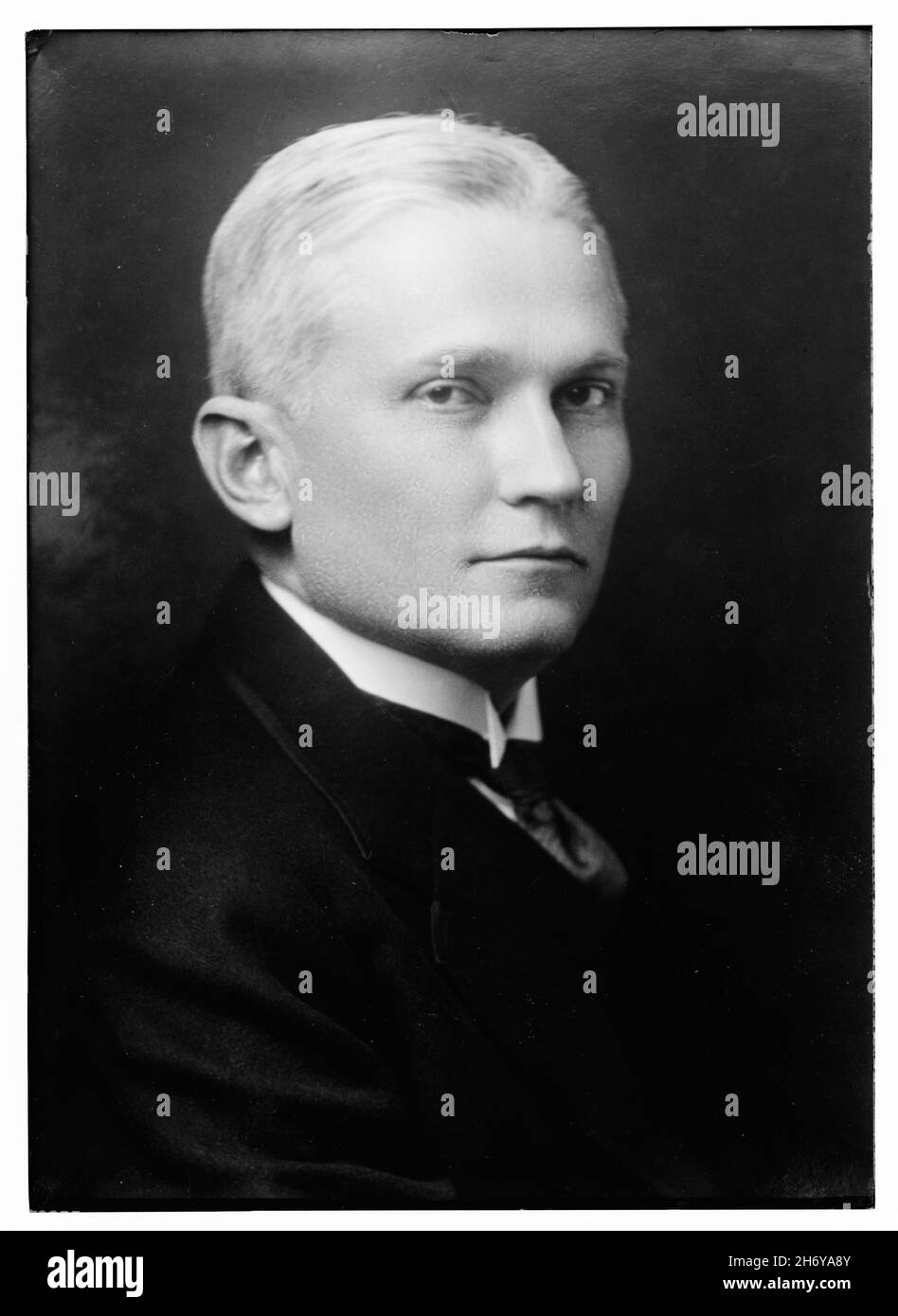 Vintage black and white photo portrait of American explorer and politician Hiram Bingham III ca 1900 Stock Photo