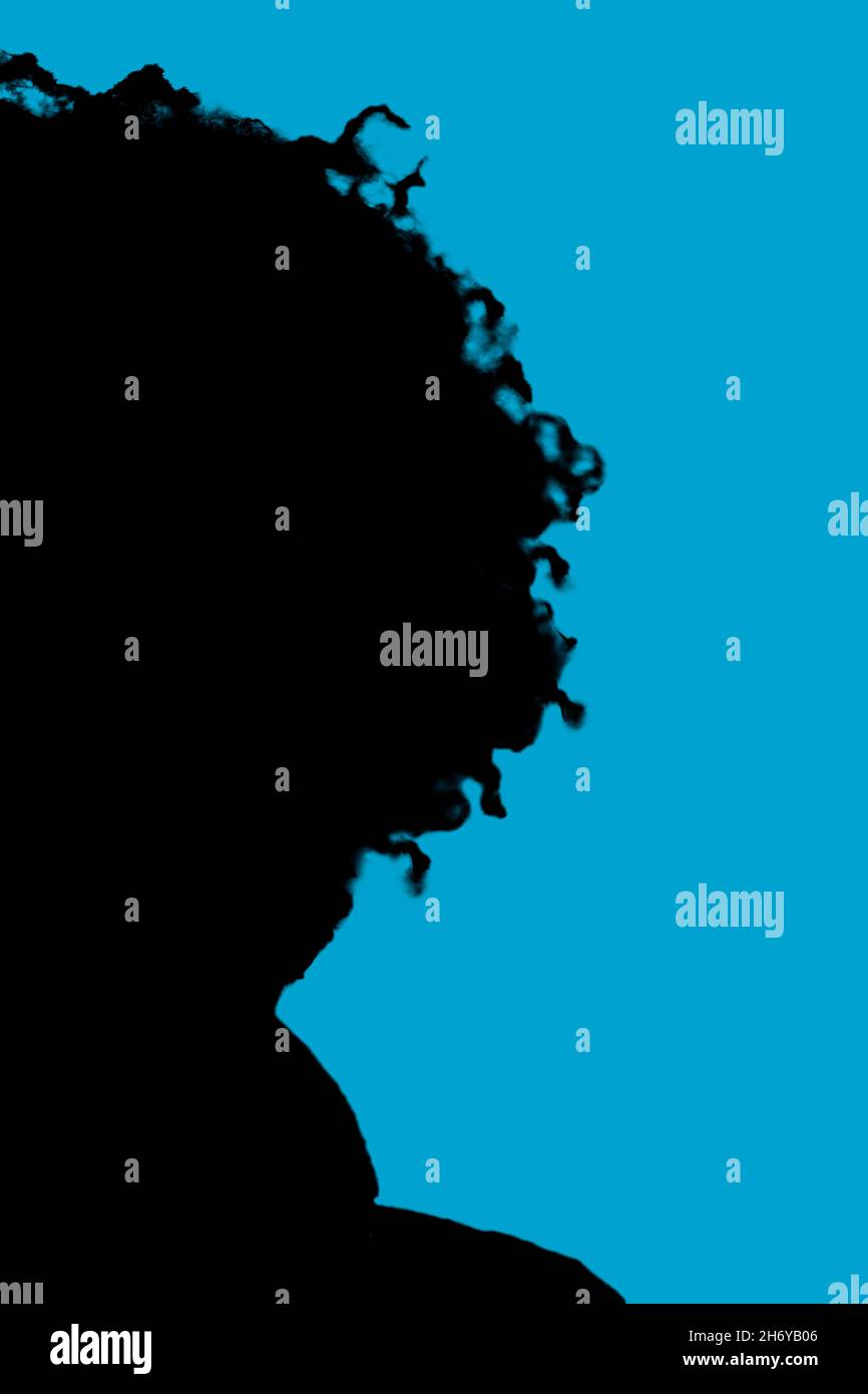 Silhouette of a black woman with an afro hairstyle Stock Photo