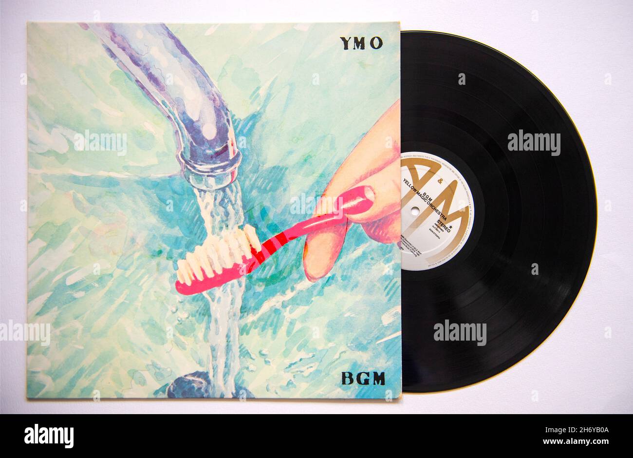 LP cover and vinyl of BGM, the fourth studio album by Japanese