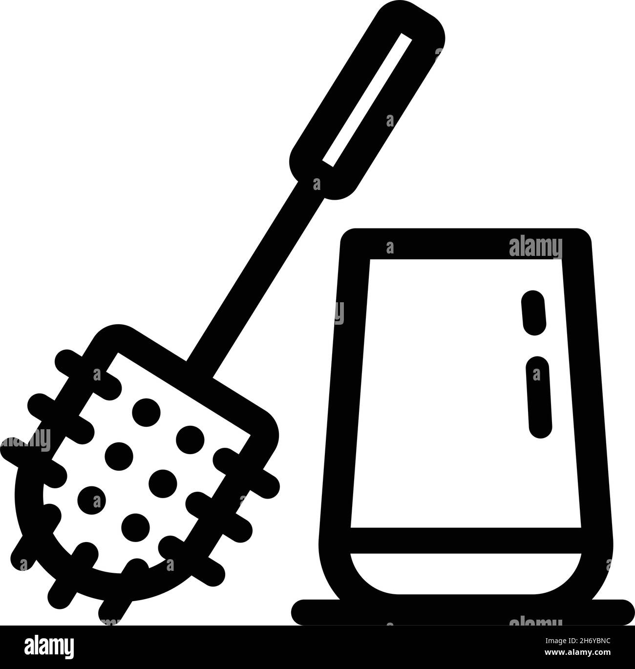 Toilet brush cleanin outline vector icon. Thin line toilet brush cleanin icon, flat vector simple illustration from cleaning concept isolated on white Stock Vector