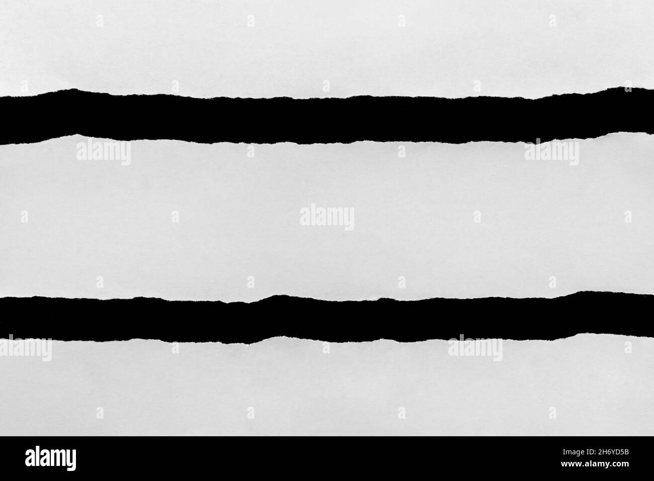 Horizontally torn paper on a black background Stock Photo