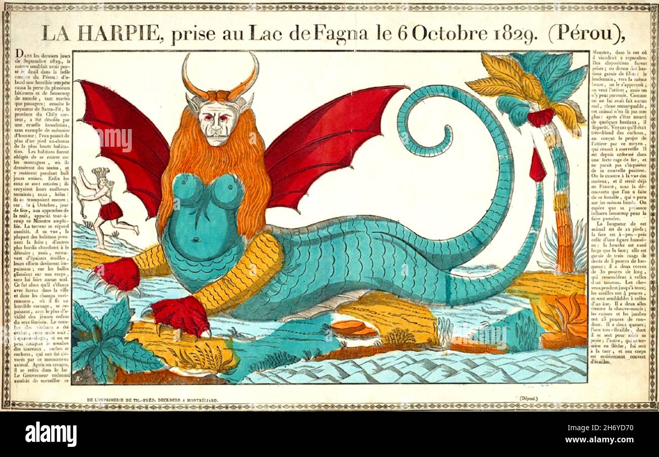 THE HARPY, TAKEN AT THE LAKE OF FAGNA ON OCTOBER 6, 1829 (La Harpie prise au Lac de Fagna le 6 Octobre 1829) Stock Photo