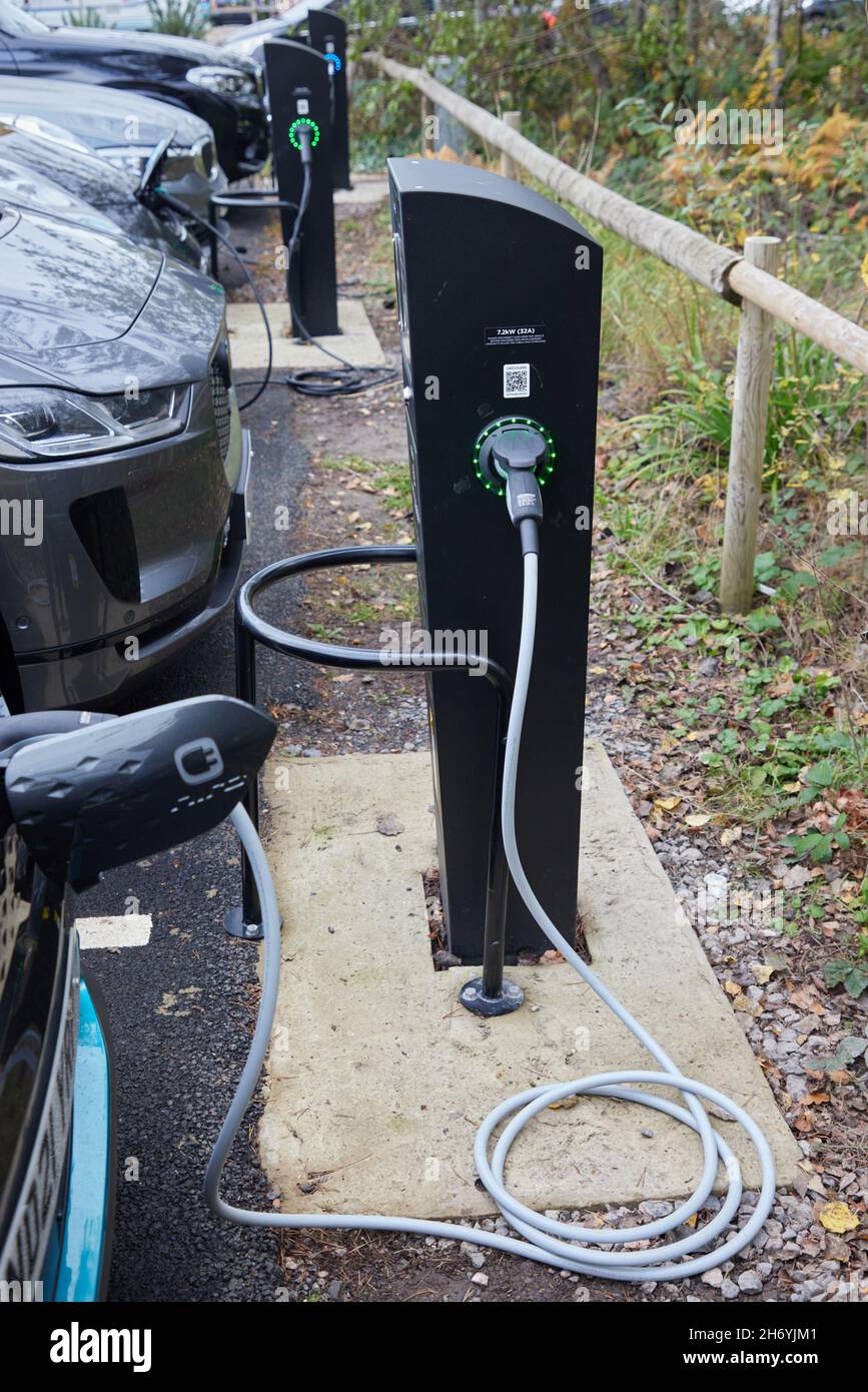 Electric vehicle charging point. Stock Photo