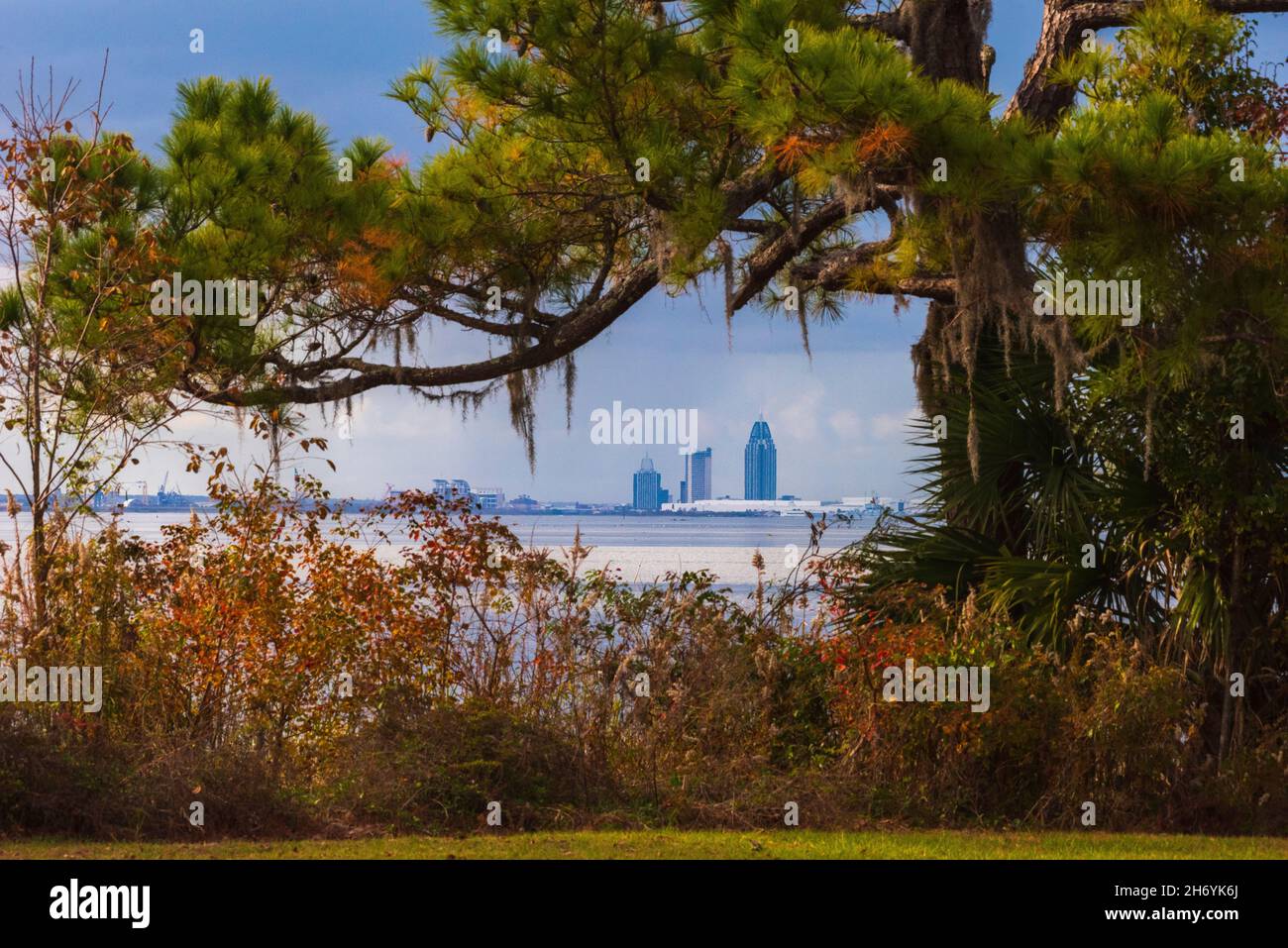The skyline of Mobile, Alabama, is seen from Bayfront Park in Daphne, Alabama Stock Photo Alamy