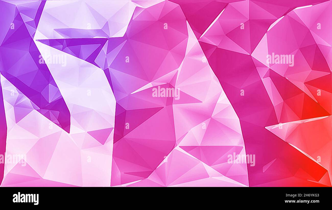 Colorful pink magenta abstract geometric background with triangular polygons low poly. Stock Photo