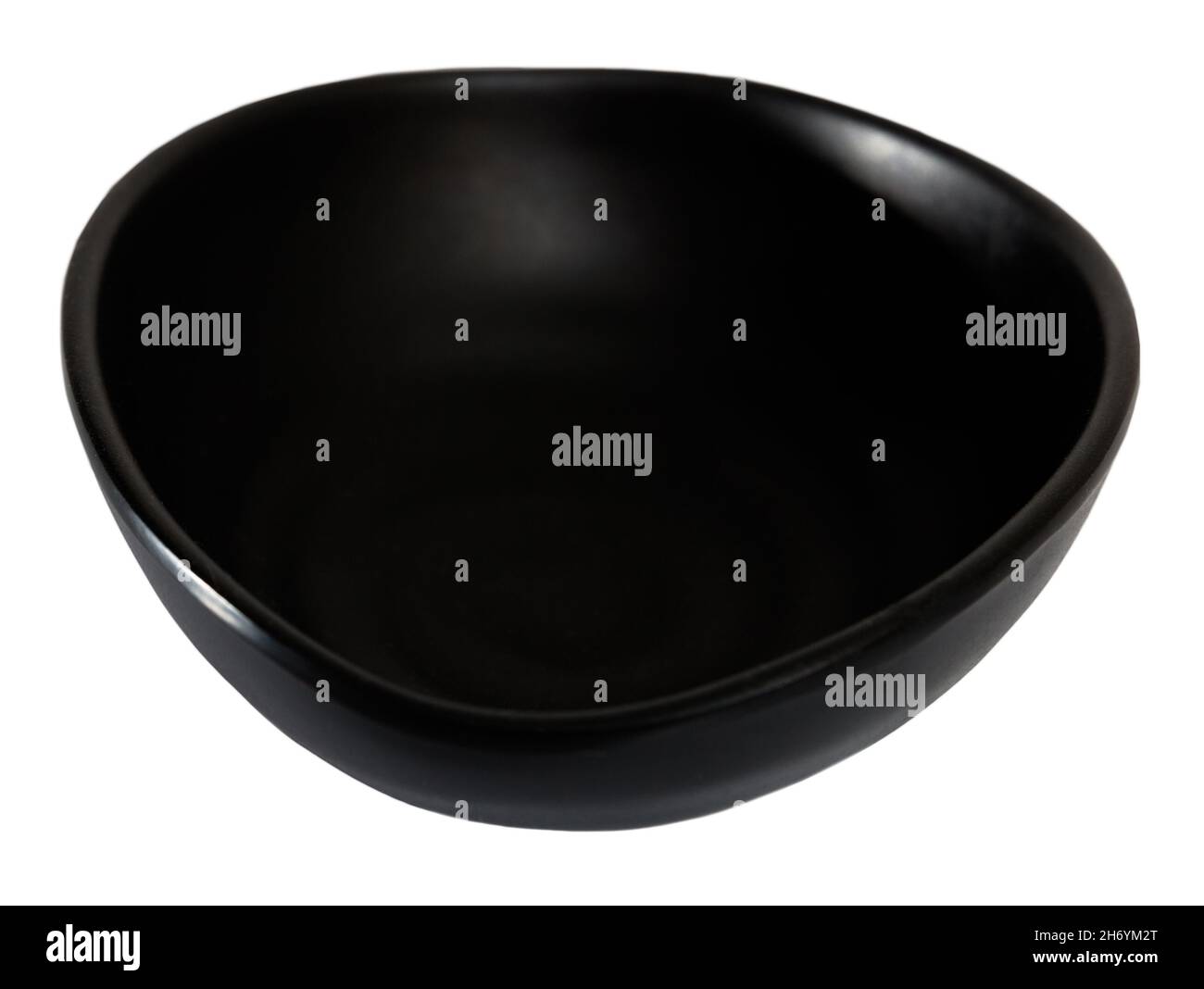 Black empty ceramic dip bowl closeup Stock Photo