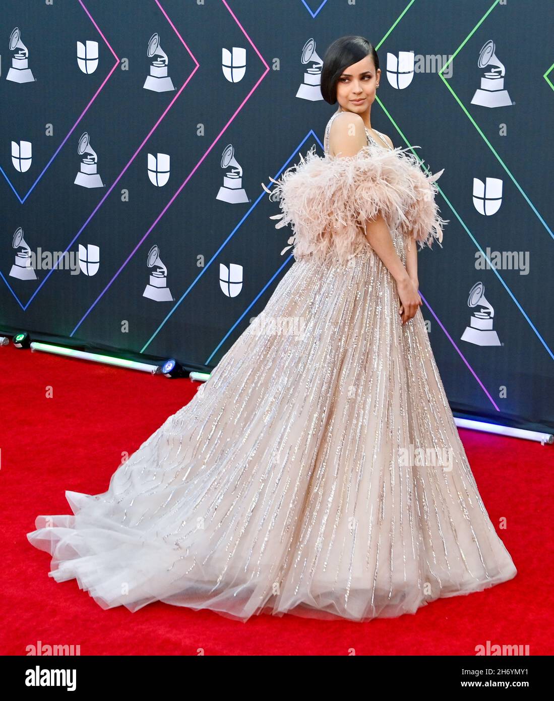 Nevada, United States. 18th Nov, 2021. Sofia Carson arrives for the