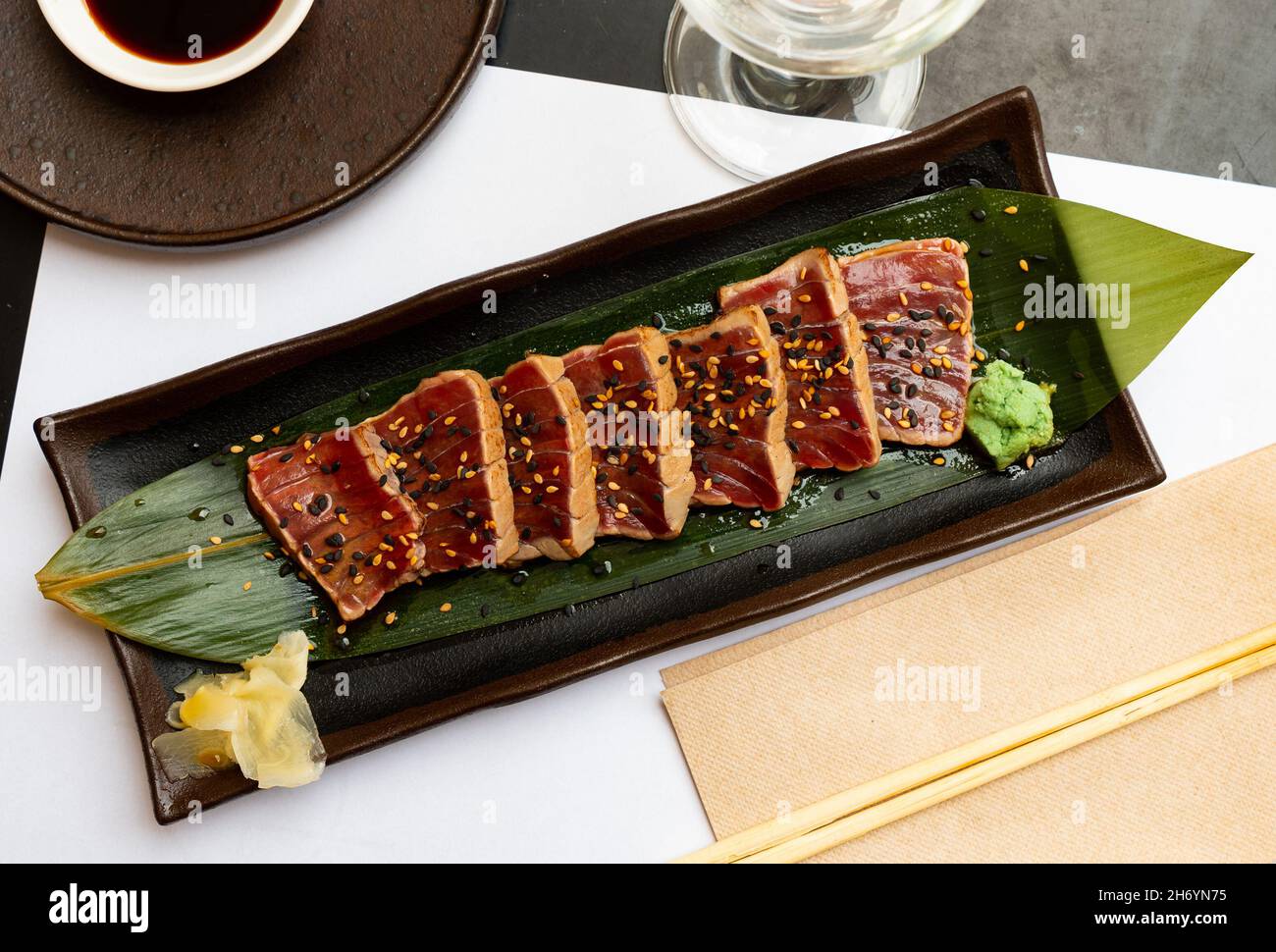 Popular Japanese dish Tataki from tuna with an appetizing ponzu sauce Stock Photo Alamy