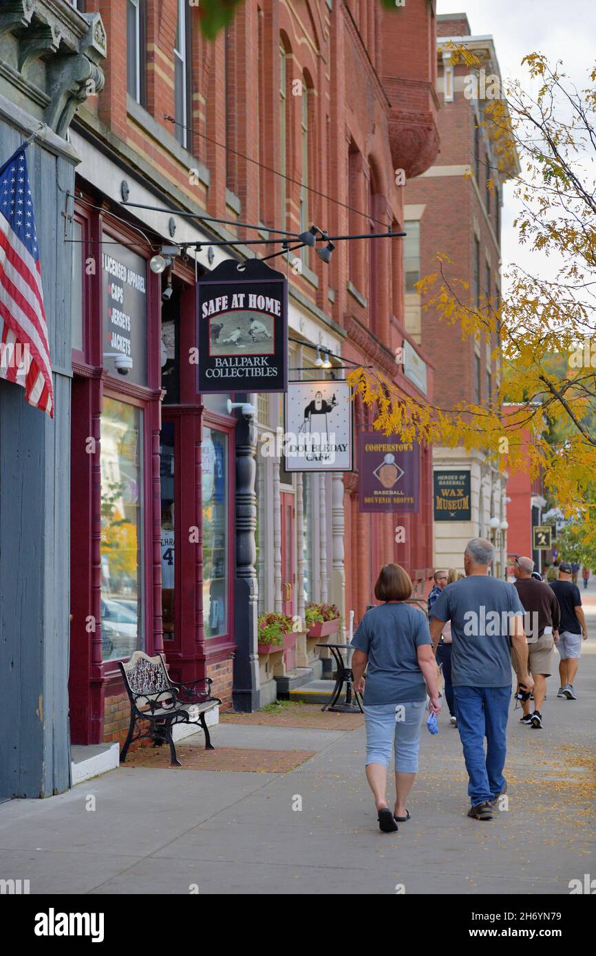 Cooperstown, New York, USA. Tidy and picturesque street in the small upstate New York town of Cooperstown. Stock Photo