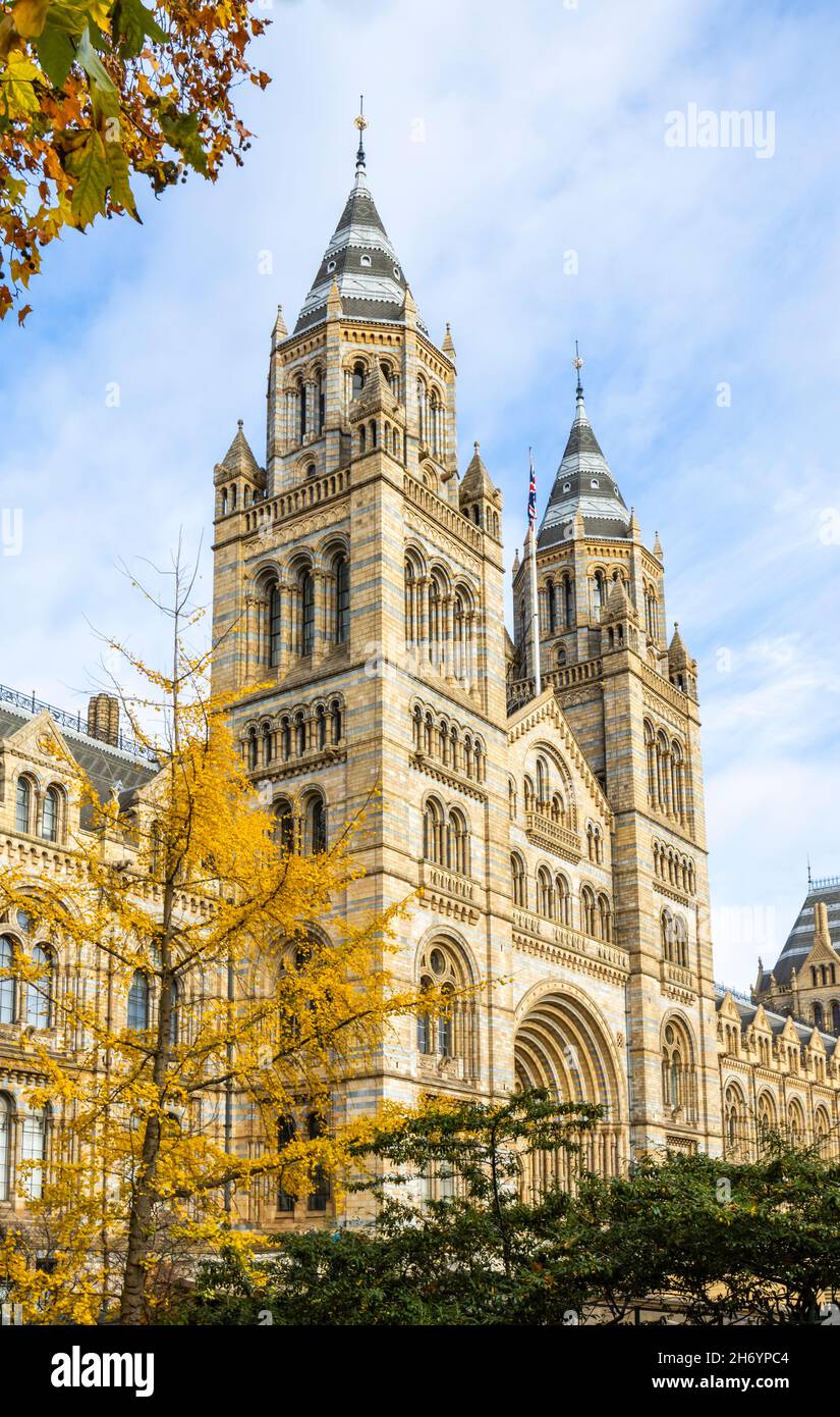 The iconic Natural History Museum, the Alfred Waterhouse building, in Cromwell Road and Exhibition Road, South Kensington, London SW7 Stock Photo