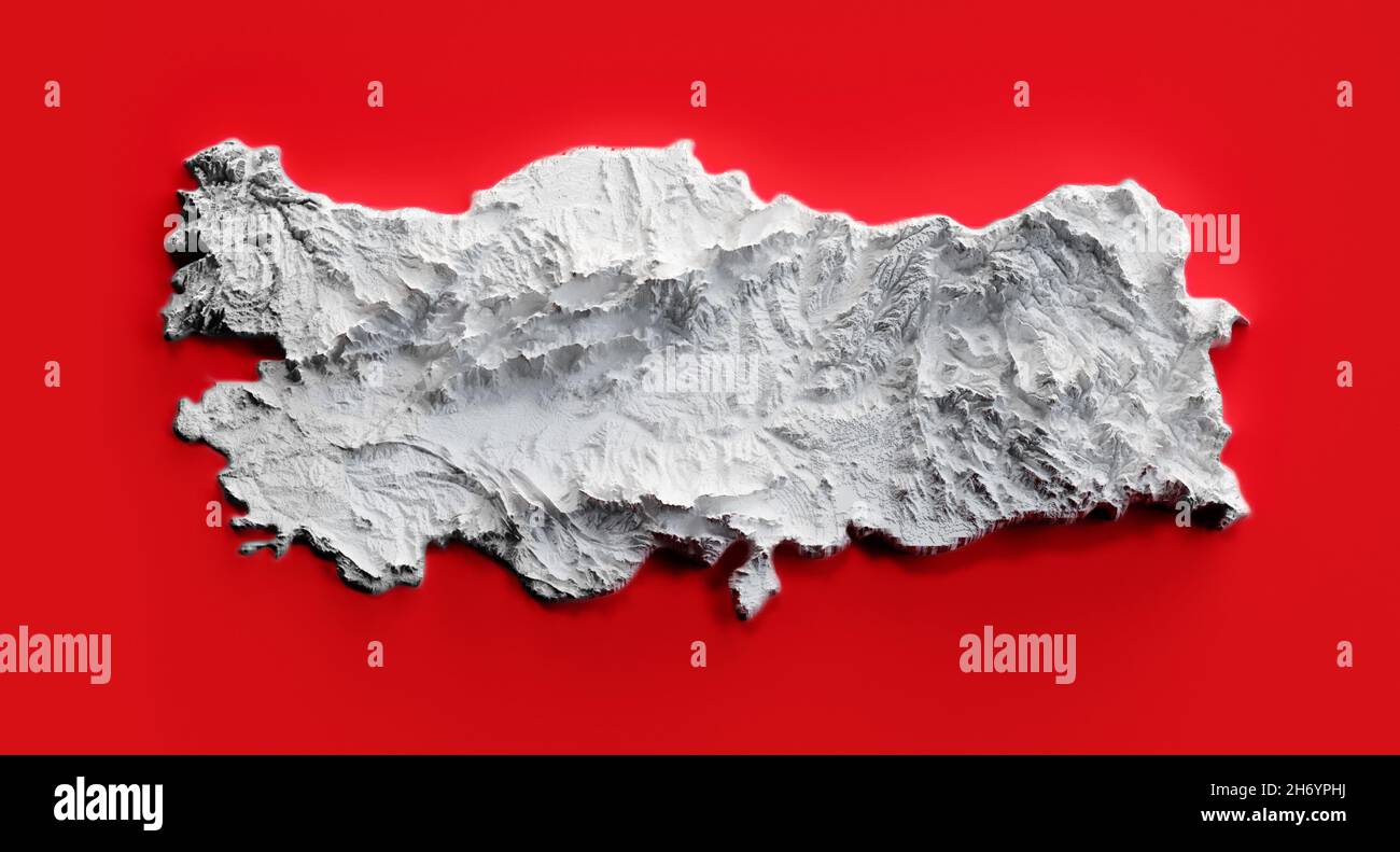 3D rendered Turkey Map 3d on a red background Stock Photo - Alamy