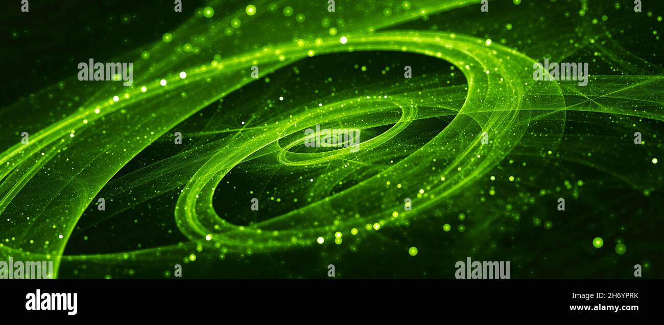 Green glowing spiral galaxy with stars, computer generated abstract  background, 3D rendering Stock Photo - Alamy