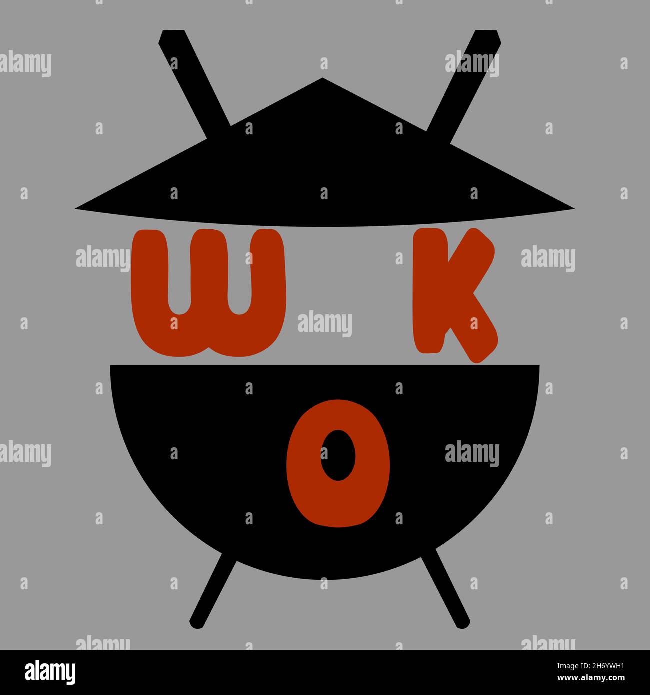 minimal lettering logo asian food wok with chopsticks and hat 1 Stock ...