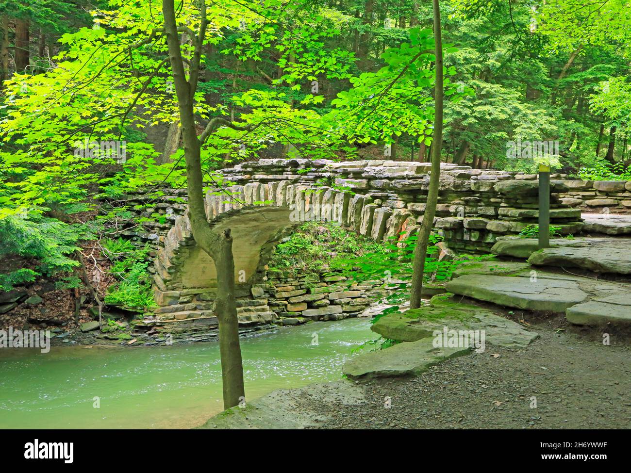 Stony bridge in Stony Brook SP, New York Stock Photo