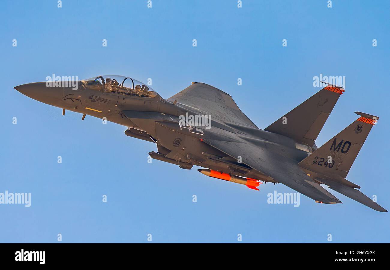 An F-15E Strike Eagle from Mountain Home Air Force Base, Idaho