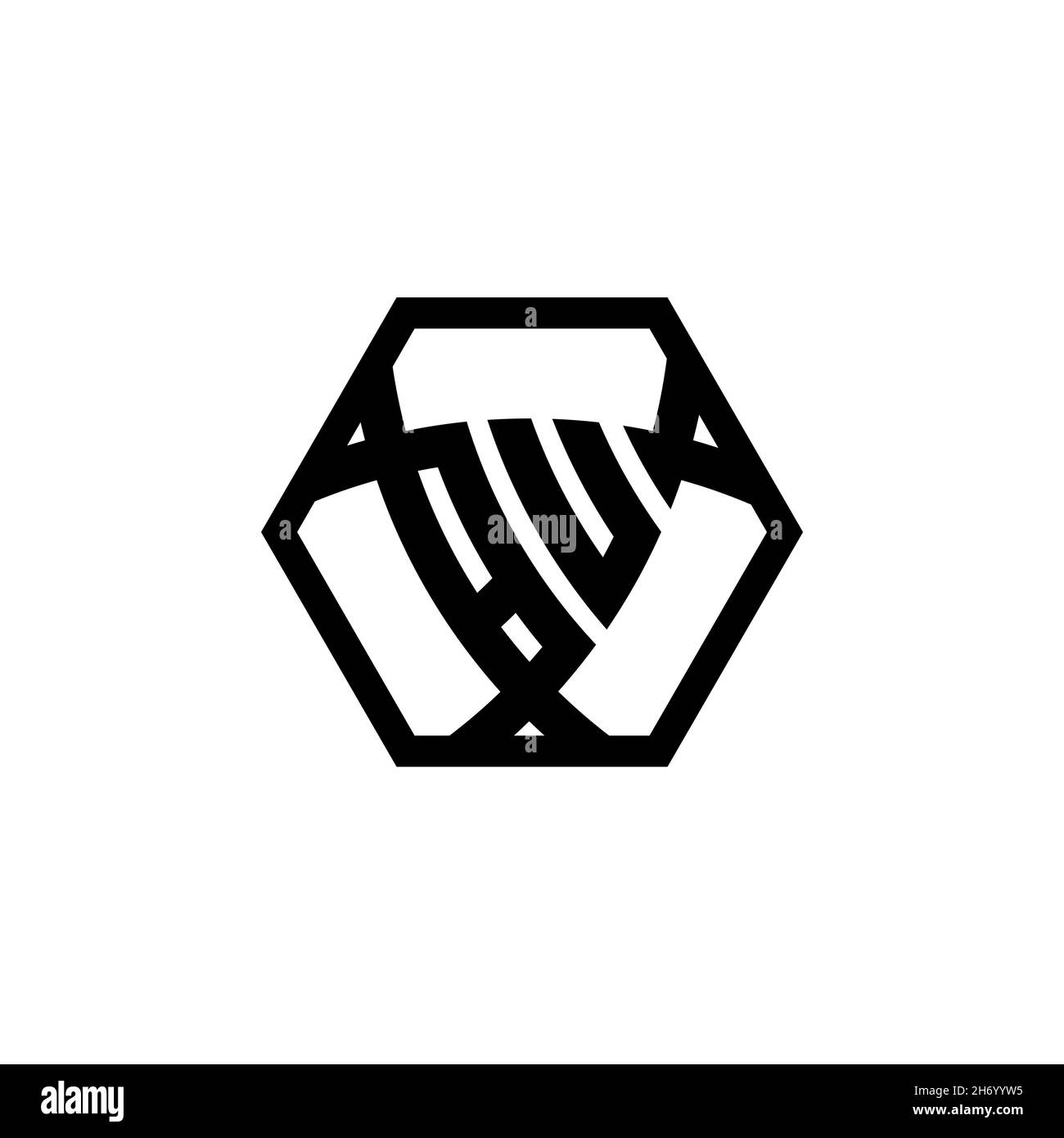 BU Monogram logo letter with triangle shield shape hexagonal rounded. Triangle monogram logo, shield monogram logo, triangle shield letter. Stock Vector