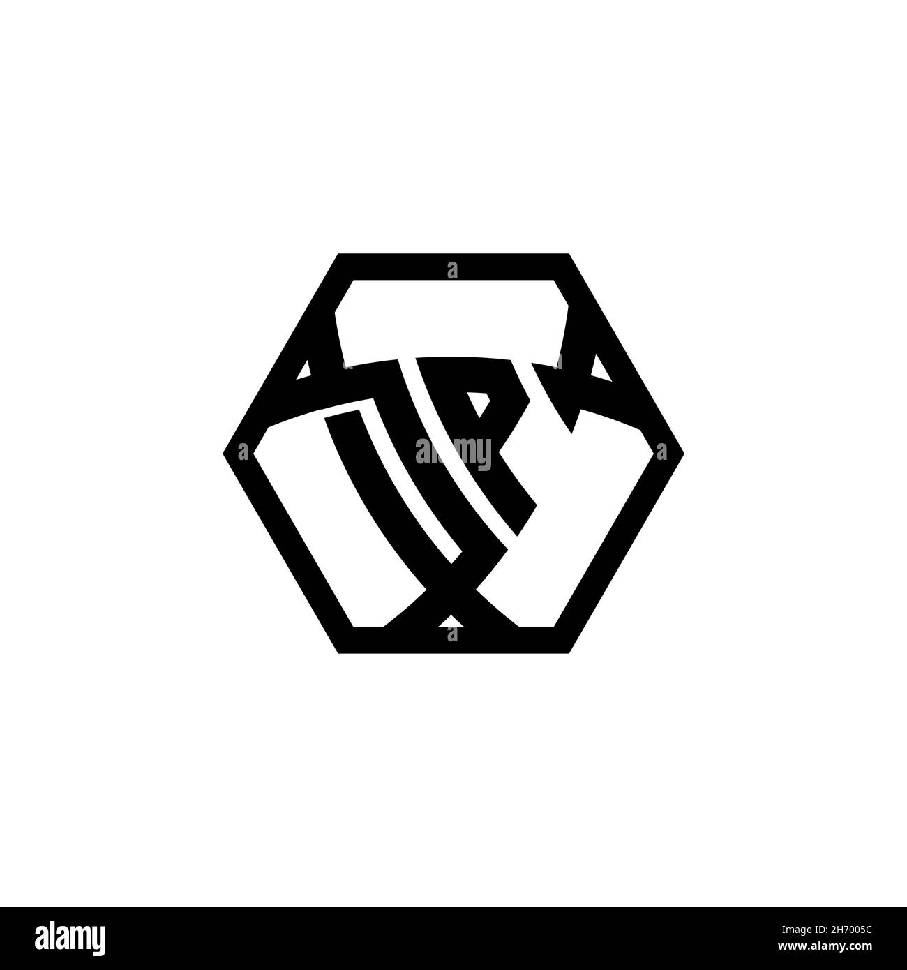 DP Monogram logo letter with triangle shield shape hexagonal rounded. Triangle monogram logo, shield monogram logo, triangle shield letter. Stock Vector