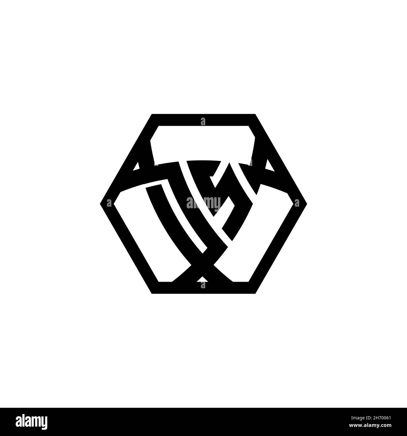 DS Monogram logo letter with triangle shield shape hexagonal rounded. Triangle monogram logo, shield monogram logo, triangle shield letter. Stock Vector