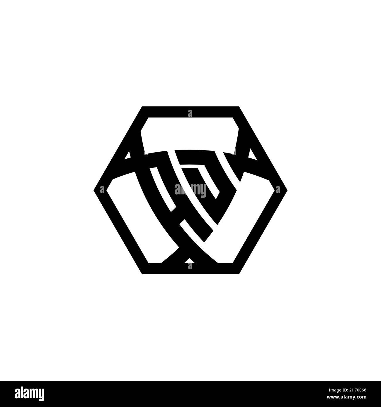 AD Monogram logo letter with triangle shield shape hexagonal rounded. Triangle monogram logo, shield monogram logo, triangle shield letter. Stock Vector