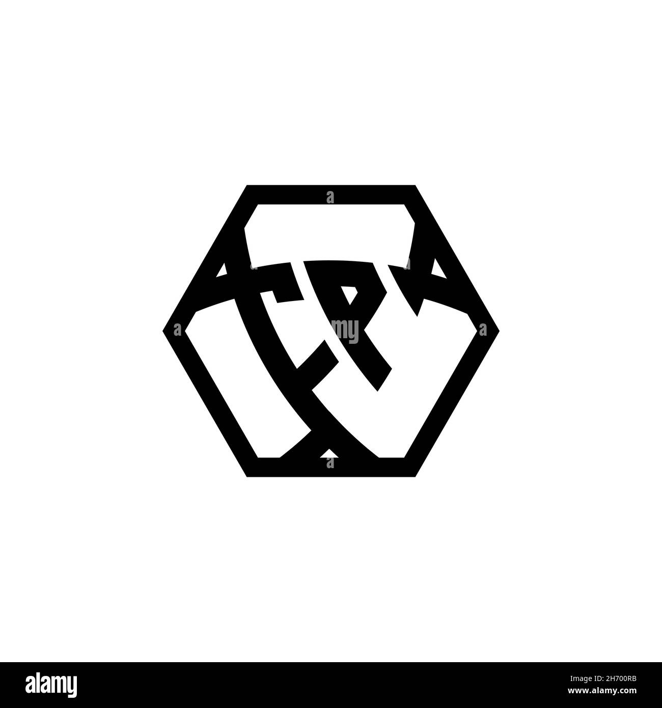 FP Monogram logo letter with triangle shield shape hexagonal rounded. Triangle monogram logo, shield monogram logo, triangle shield letter. Stock Vector