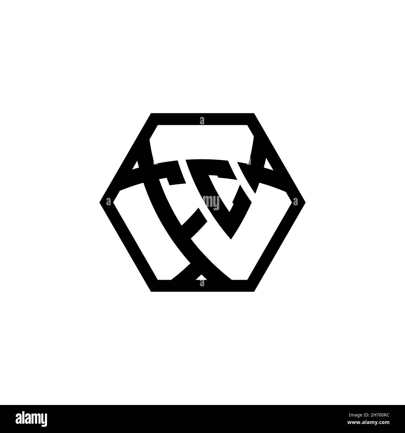 FC Monogram logo letter with triangle shield shape hexagonal rounded. Triangle monogram logo, shield monogram logo, triangle shield letter. Stock Vector
