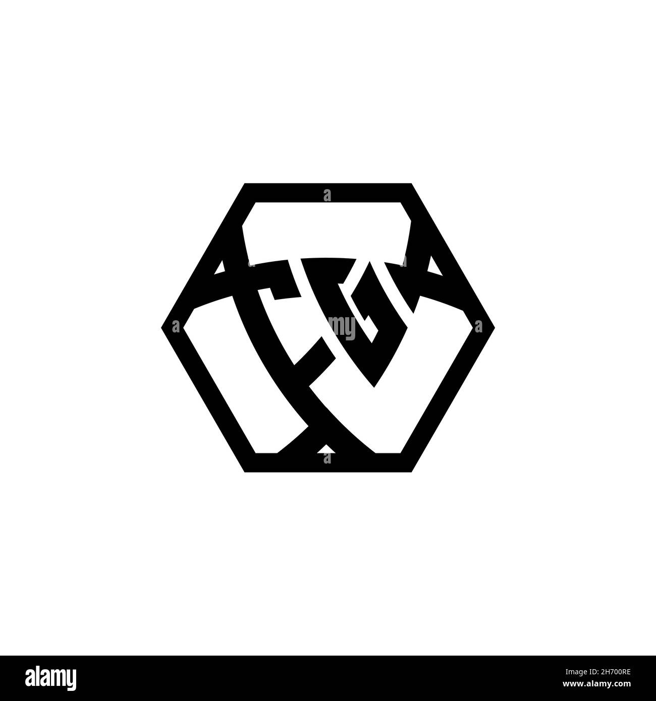 FG Monogram logo letter with triangle shield shape hexagonal rounded. Triangle monogram logo, shield monogram logo, triangle shield letter. Stock Vector