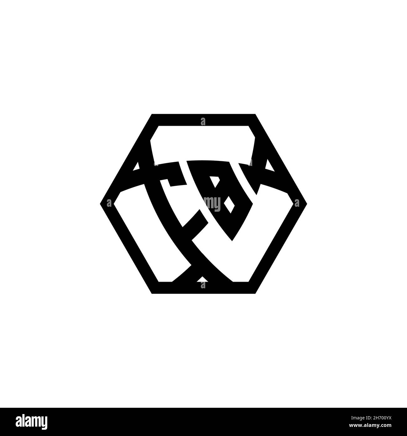 FB Monogram logo letter with triangle shield shape hexagonal rounded. Triangle monogram logo, shield monogram logo, triangle shield letter. Stock Vector