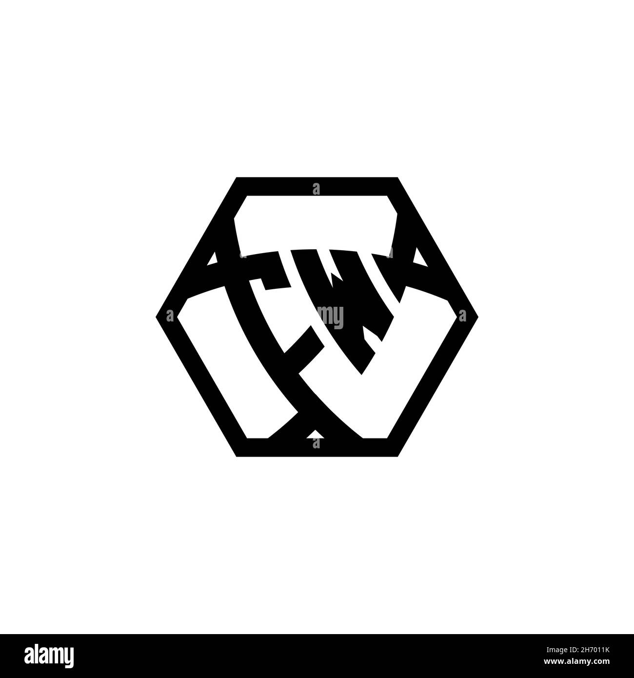 FW Monogram logo letter with triangle shield shape hexagonal rounded. Triangle monogram logo, shield monogram logo, triangle shield letter. Stock Vector